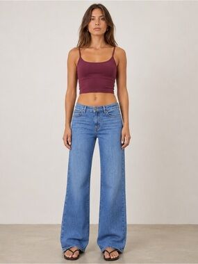 FRAME Blue Flare Jeans Size 34 Mid Rise Stretch Denim